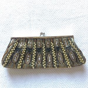 Green Beaded Clutch Bag